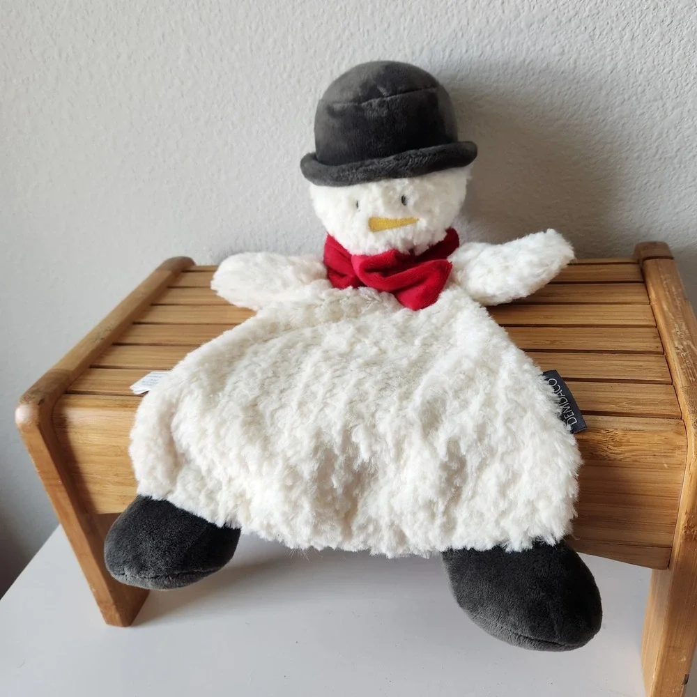 Demdaco‎ Christmas Snowman Lovey Security Blanket Rattle Soft Plush Embroidery